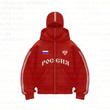 Tide Double Hat Design Letter Hooded Cardigan Autumn And Winter Men And Women With The Same Loose Y2K Sweater HZ1208
