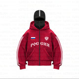 Tide Double Hat Design Letter Hooded Cardigan Autumn And Winter Men And Women With The Same Loose Y2K Sweater HZ1208