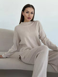Autumn And Winter Long Sleeves Of Loose Casual Trousers Sweater Set Women Hot Selling Fork Set HZ1208