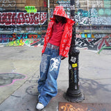 High Street Trend Pants High Street In Tide Brand Men And Women Loose Casual Straight Printing Pants 2025 HZ1208