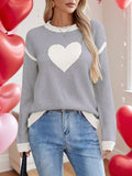 2025 Autumn And Winter Hot Sweater Women Hit The Color Love Peach Collar Knitted Jersey Valentine's Day HZ1208