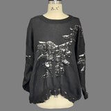 Super Tattered Sweater Women Lazy In The Long Loose Long-Sleeved Holiday Two Autumn And Winter Clothes HZ1208