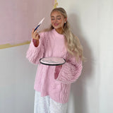 Fashion Dopamine Broken Sweater Cardigan Autumn New Simple Set Loose Gentle Casual Casual Women HZ1208