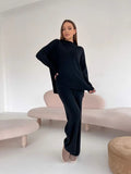 Autumn And Winter Long Sleeves Of Loose Casual Trousers Sweater Set Women Hot Selling Fork Set HZ1208