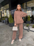 Autumn And Winter Long Sleeves Of Loose Casual Trousers Sweater Set Women Hot Selling Fork Set HZ1208