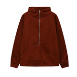 2025 Autumn And Winter New Fashion Leisure Sports Semi-Zip Hooded Short Plus Velvet Wear HZ1220