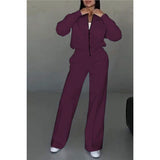 2025 New Autumn And Winter Women's Casual Zipper Jacket Wide Leg Pants Fashion Set HZ1208