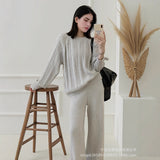 2025 Spring Autumn New Pure Cotton Long-Sleeved T-Shirt Women Hand-Wearing Loose Blouse Hot 3316 HZ1208