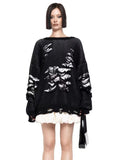 Super Tattered Sweater Women Lazy In The Long Loose Long-Sleeved Holiday Two Autumn And Winter Clothes HZ1208