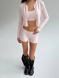 Exploding Knitted Shirt Home Cardigan Short Vest Shorts Light Pink White Optional Comfortable Fashionable Autumn And Winter Woman HZ1208