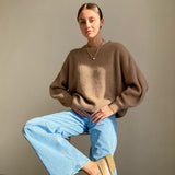 Autumn And Winter Ins Style Imitation Marince Sweater Women Lazy Style Temperament Loose Ultra-Soft Knitted Tops Women HZ1208